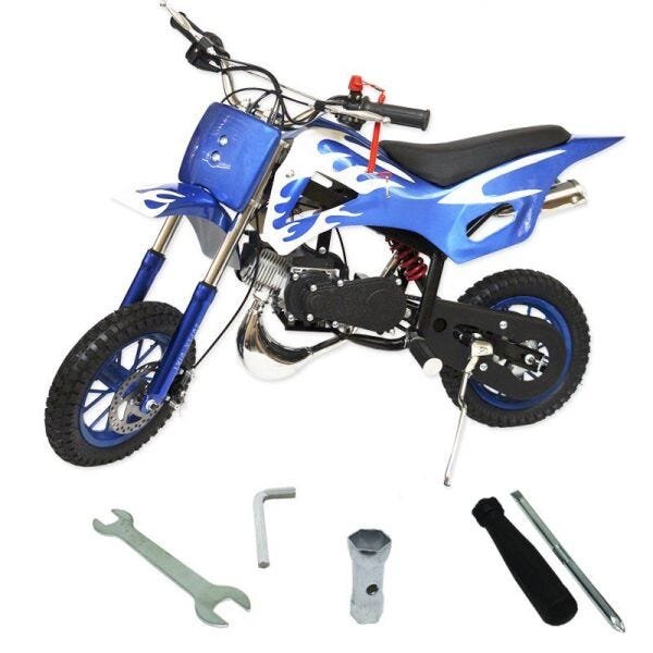 Mini Moto Infantil Gasolina 2 Tempos 49CC Speed Ninja GP Esportiva  Importway WVPR-204 Azul