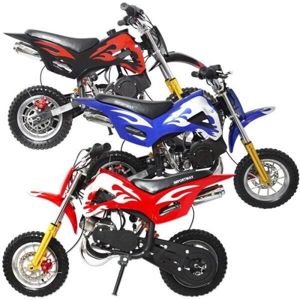 Mini Moto Infantil Partida Elétrica Gasolina 2T 49CC Cross Trilha Off Road  Importway WVDB-005