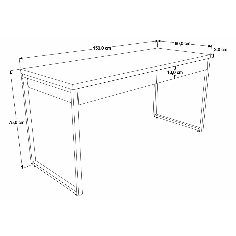 Mesa Para Escritório Estilo Industrial 1,50x0,60 C/2 Gavetas - 5