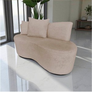 Namoradeira Sofá 2 Lugares Yara Orgânica Veludo Bege