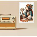 Ver imagem 1 de Quadro Decorativo Cigana com Baralho Cigano 24x18cm:moldura Branca