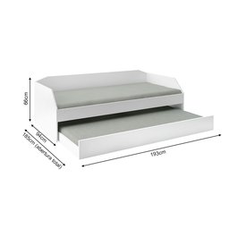 Bicama Solteiro Duo com Cama Auxiliar em Mdf Premium Branco com 2 Colchões - 5