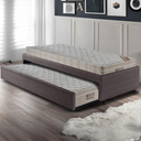 Ver imagem 3 de Bicama Box Solteiro Courino Linho Marrom 88x188 com Dois Colchões Airtech Molas Ensacadas Ortobom