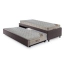 Ver imagem 1 de Bicama Box Solteiro Courino Linho Marrom 88x188 com Dois Colchões Airtech Molas Ensacadas Ortobom