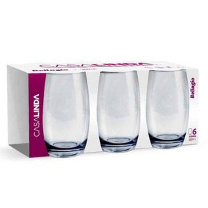 Conjunto De Copos Com 6 Peças Bellagio 450ml Transparente - Casa Linda