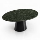 Ver imagem 2 de Mesa de Jantar Cone Oval 137x90 cm Tampo Mármore Verde Guatemala Base Laca Preta