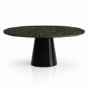 Ver imagem 1 de Mesa de Jantar Cone Oval 137x90 cm Tampo Mármore Verde Guatemala Base Laca Preta