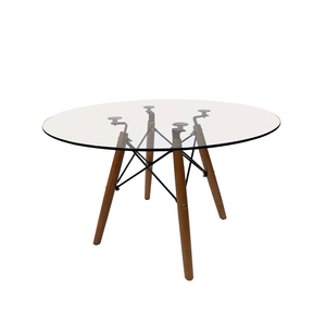 Mesa Centro Vidro 70cm Redonda Eiffel Eames Sala Pé Palito