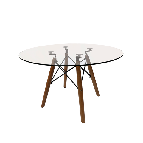 Mesa Centro Vidro 70cm Redonda Eiffel Eames Sala Pé Palito