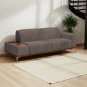 Ver imagem 2 de Sofá Molino 3 Lugares 210cm C/mesa Auxiliar Direito Pés Ouro.f Bouclé Marrom - Nexta Casa