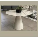 Ver imagem 2 de Mesa de Jantar Cone com Tampo Redondo de Vidro 90cm - Laq. Branco* Somente a Mesa*