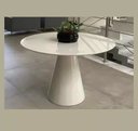Ver imagem 2 de Mesa de Jantar Cone com Tampo Redondo de Vidro 90cm - Laq. Branco* Somente a Mesa*