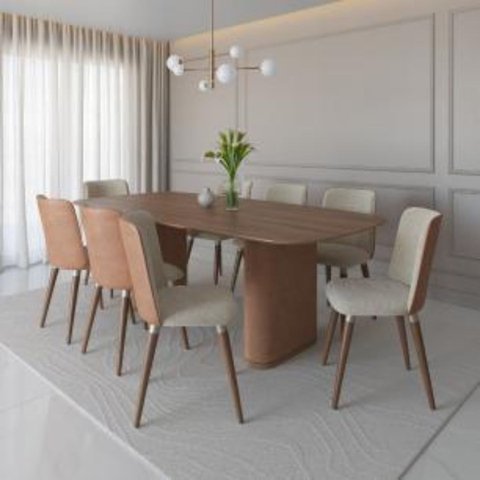 Mesa de Jantar Retangular para 8 Lugares Lintz 219 cm