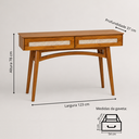 Ver imagem 2 de Aparador com Rattan 2 Gavetas e Pés Retos - Imbuia Glazer