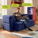 Ver imagem 5 de Sofá Cama Nômade 1,88m Xpand Tech Tecido Velourê Azul Cama Inbox