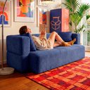 Ver imagem 6 de Sofá Cama Nômade 1,88m Xpand Tech Tecido Velourê Azul Cama Inbox