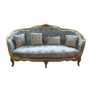 Sofá Clássico Azul 3 Lugares - 110x229x69cm Prime Home Decor 37968