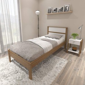 Cama de Solteiro para Colchão 88cm Amendoa/branco Cm8004 Tecno Mobili