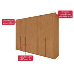 Guarda Roupa 6 Portas 6 Gavetas 100% Mdf Easy Space Amendoa Clean - 9