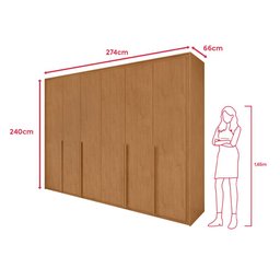 Guarda Roupa 6 Portas 6 Gavetas 100% Mdf Easy Space Amendoa Clean - 5