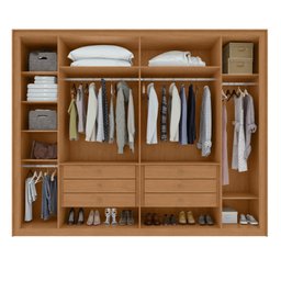 Guarda Roupa 6 Portas 6 Gavetas 100% Mdf Easy Space Amendoa Clean - 4