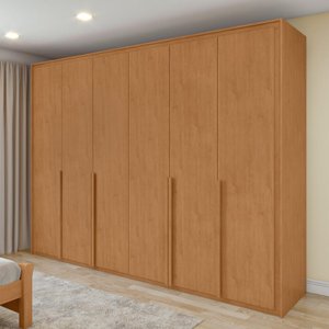 Guarda Roupa 6 Portas 6 Gavetas 100% Mdf Easy Space Amendoa Clean