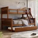 Ver imagem 1 de Beliche Casal Madeira Maciça Reforçada + Cama Aux Solteiro:Castanho
