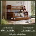 Ver imagem 4 de Beliche Casal Madeira Maciça Reforçada + Cama Aux Solteiro:Castanho