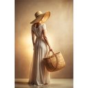 Ver imagem 2 de Quadro Feminino Mulher e Suas Poses Chapéu e Bolsa Sala Quarto Casa Escritório