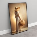 Ver imagem 5 de Quadro Feminino Mulher e Suas Poses Chapéu e Bolsa Sala Quarto Casa Escritório