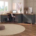 Ver imagem 2 de Mesa Escrivaninha em L 145x128 cm e Balcao 91 cm Freijo Preto Artany