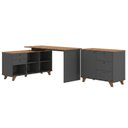 Ver imagem 1 de Mesa Escrivaninha em L 145x128 cm e Balcao 91 cm Freijo Preto Artany