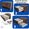 Compartimento Secreto em Mesa de Cabeceira c/ Abertura Lateral Mão Direita e Trava Oculta Madeirado - 5