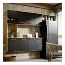 Ver imagem 1 de Armário de Cozinha Completo Juliana 180cm Damasco e Preto