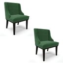 Ver imagem 1 de Kit 2 Cadeiras Estofadas para Sala de Jantar Base Fixa de Madeira Preto Lia Veludo Verde - Ibiza