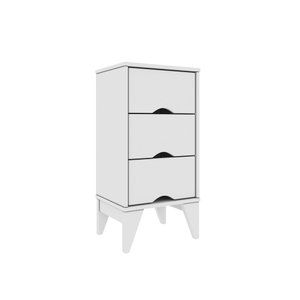 Mesa de Cabeceira 3 Gavetas Twister Tcil Tcil Móveis Branco Neve