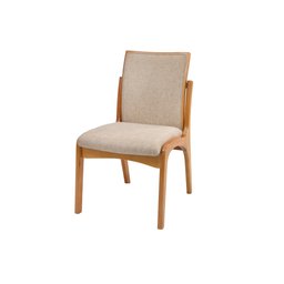 Cadeira Yumi Madeira Mel Estofada Estilo Nórdica Luxo:linho Areia - 1