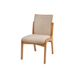 Cadeira Yumi Madeira Mel Estofada Estilo Nórdica Luxo:linho Areia
