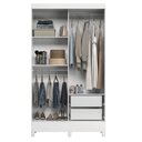 Ver imagem 3 de Guarda Roupa Solteiro 2 Portas de Correr com Espelho e Pés e Cômoda Fit Branco Brilho - Santos Andir