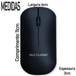 Mouse Sem Fio Ergonomico 2.4 Ghz 1200 Dpi Preto Usb Economiza Pilha Power Save MO307 Multilaser - 2