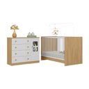 Ver imagem 1 de Berço 3 em 1 para Colchão 130x60cm com Cômoda 1 Porta 4 Gavetas Brisa Multimóveis Mp4739