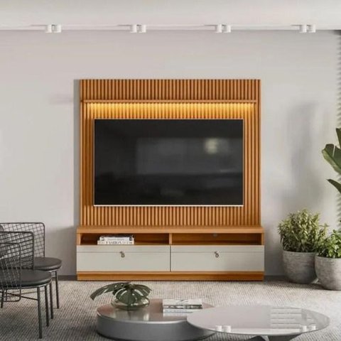 Rack com Painel para TV até 75 Polegadas com LED 2 Nichos 2:Natoffwh