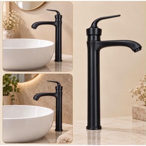 Torneira Egyto Preta Alta Aço Inox 304 Premium Goldenx