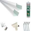 Ver imagem 1 de Kit 3,80 Metros Calha Beiral Galv. Branca com Bico 75mm e Acessórios para Instalação