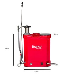 Pulverizador Costal A Bateria e Manual Bomba 21 Litros Profissional Branco 6 Bicos Cor Vermelho - 3