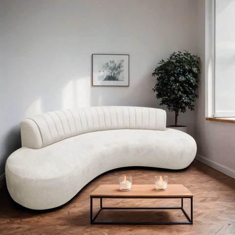 Divã Recamier Celeste Curvo Sala Estar Luxo 160cm Bouclé