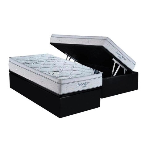 Cama Box Baú Solteiro + Colchão Freedom (88x188x71) Ortobom