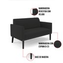 Ver imagem 6 de Sofá Namoradeira com 2 Poltronas Base de Madeira Fixa Preto Marisa Veludo Preto D03 - D’Rossi