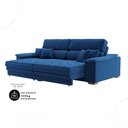 Ver imagem 3 de Sofá com Chaise Charlotte 4 Lugares Retrátil e Reclinável 214cm Azul Linho