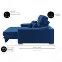 Ver imagem 2 de Sofá com Chaise Charlotte 4 Lugares Retrátil e Reclinável 214cm Azul Linho